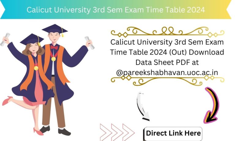 Calicut University 3rd Sem Exam Time Table 2024 (Out) Download Data Sheet PDF at @pareekshabhavan.uoc.ac.in